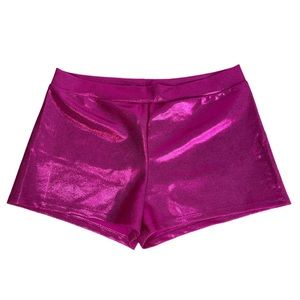 NWT Basic Moves Adult Metallic Pink Foil Dance Rave Shorts